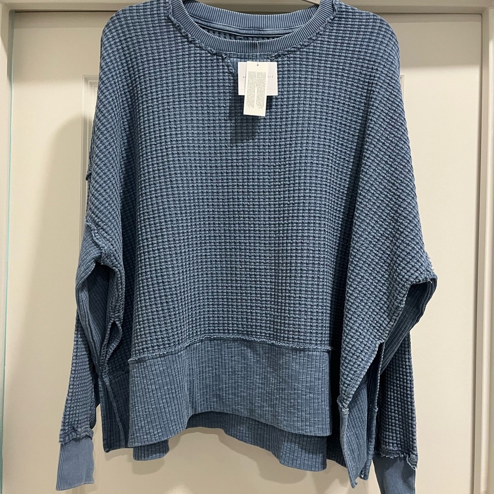 AE Big Hug Crew Neck Waffle Sweatshirt - Picture 2 of 7